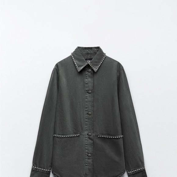 Zara Other - Studded Gray Button-Up Jacket